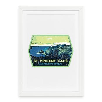 Algarve Portugal, Cap St Vincent, plage été soleil - Affiche encadrée (27 × 37 cm) - blanc - Devant