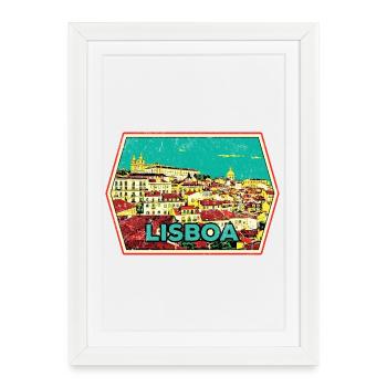 Lisbonne Portugal, belle ville - Affiche encadrée (27 × 37 cm) - blanc - Devant