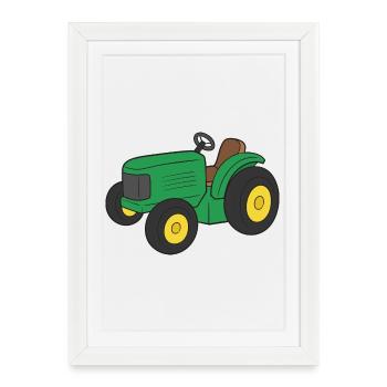Traktor - Gerahmtes Poster (27 × 37 cm) - Weiß - Vorne