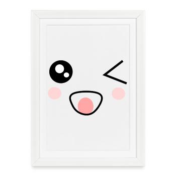 Kawaii Face Funny Gift - Framed poster (27 × 37 cm) - white - Front