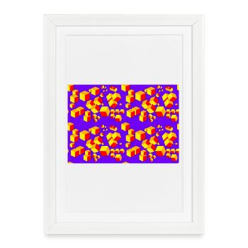 Deco pattern cube colored - Framed poster (27 × 37 cm) - white - Front