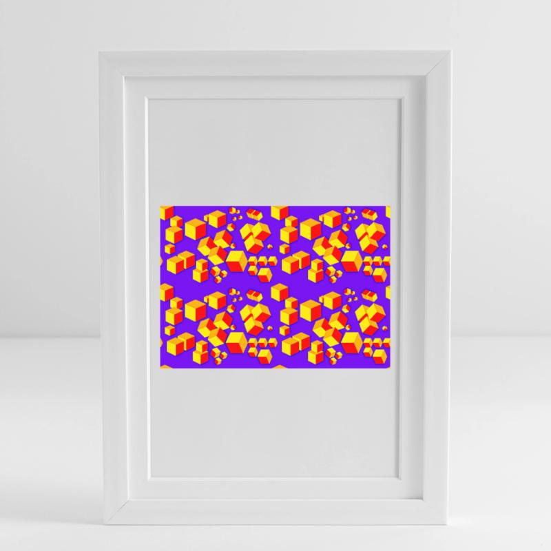Deco pattern cube colored Framed poster (27 × 37 cm)