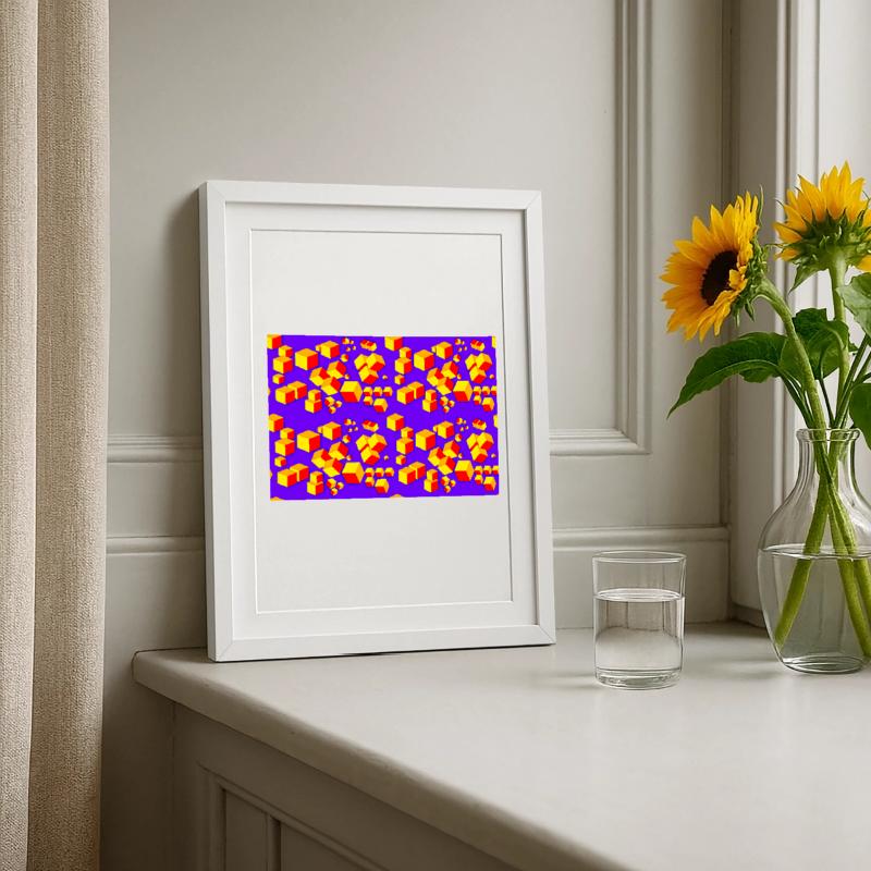Deco pattern cube colored Framed poster (27 × 37 cm)