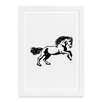 Galop frison - Affiche encadrée (27 × 37 cm) - blanc - Devant