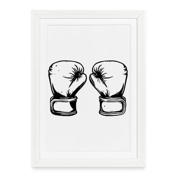 Dessin de gants de boxe - Affiche encadrée (27 × 37 cm) - blanc - Devant