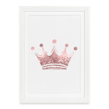 Couronne Reine/Roi Paillettes Personnalisable - Affiche encadrée (27 × 37 cm) - blanc - Devant