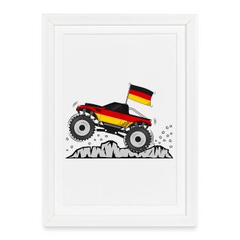 Monster Truck Allemagne Drapeau - Affiche encadrée (27 × 37 cm) - blanc - Devant
