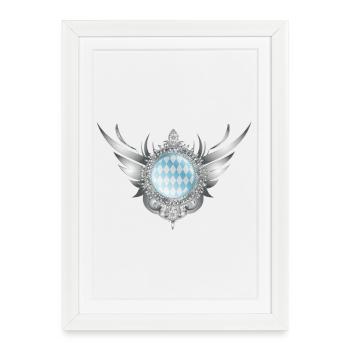 Écusson d’aile en argent avec motif en losange - Affiche encadrée (27 × 37 cm) - blanc - Devant