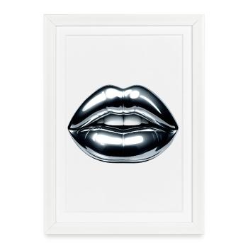 Baiser chromé - Affiche encadrée (27 × 37 cm) - blanc - Devant