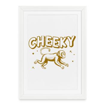 Illustration de singe effronté ludique - Affiche encadrée (27 × 37 cm) - blanc - Devant