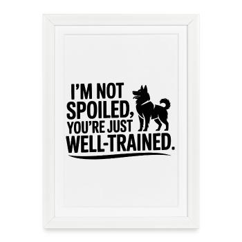 Citation drôle sur le chien Husky gâté - Affiche encadrée (27 × 37 cm) - blanc - Devant