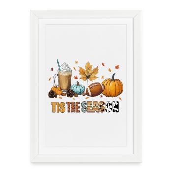 Tis the season Autumn time with football and coffee - Framed poster (27 × 37 cm) - white - Front