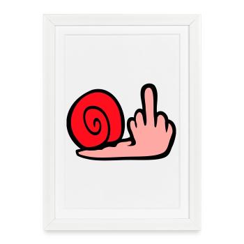 escargot majeur insulte branleur baise toi - Affiche encadrée (27 × 37 cm) - blanc - Devant