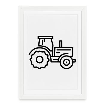 tracteur - Affiche encadrée (27 × 37 cm) - blanc - Devant