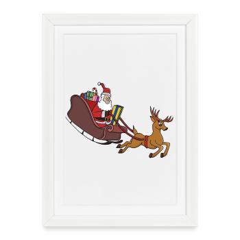 Santa Sleigh Dash and Reindeer Run - Framed poster (27 × 37 cm) - white - Front