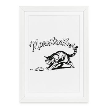 Maustreiber Katze, Für Nerds, Geeks & Katzenfans - Gerahmtes Poster (27 × 37 cm) - Weiß - Vorne