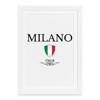 Souvenir Milan, Milan Italy - Framed poster (27 × 37 cm) - white - Front