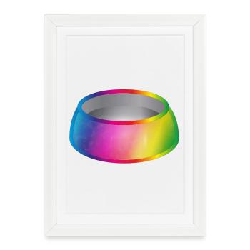 Motif de bol alimentaire arc-en-ciel pour animaux de compagnie - Affiche encadrée (27 × 37 cm) - blanc - Devant