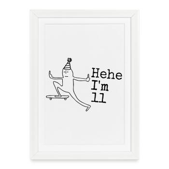 Cadeau d’anniversaire 11 Drôle 11 ans 11e - Affiche encadrée (27 × 37 cm) - blanc - Devant