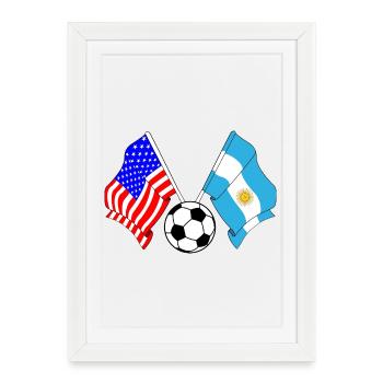 Football Argentine vs USA - Affiche encadrée (27 × 37 cm) - blanc - Devant