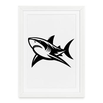 Sourire est difficile avec autant de blagues sur les dents sur le requin - Affiche encadrée (27 × 37 cm) - blanc - Devant