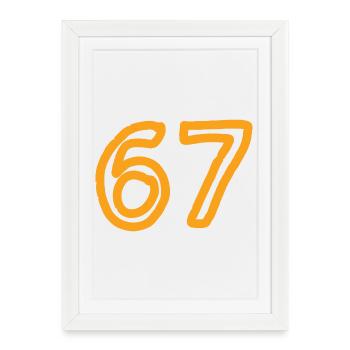 Number 67 in orange - Framed poster (27 × 37 cm) - white - Front
