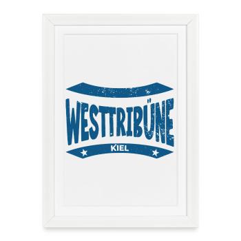 Sweat à capuche, casquette et mug du stade de Kiel, tribune ouest - Affiche encadrée (27 × 37 cm) - blanc - Devant