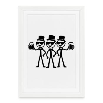 Équipe Garçons de Marié - Affiche encadrée (27 × 37 cm) - blanc - Devant