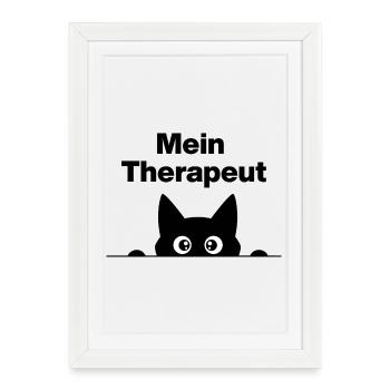 MON THÉRAPEUTE, C’EST MON CHAT ! 😻 PATTE DE NEZ DE FOURRURE - Affiche encadrée (27 × 37 cm) - blanc - Devant