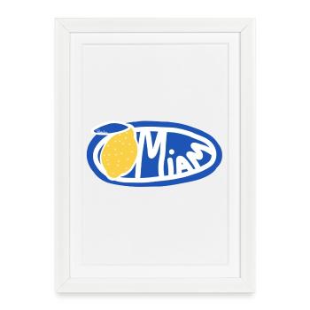 Citron Miam Bleu Logo Oval Rétro - Affiche encadrée (27 × 37 cm) - blanc - Devant