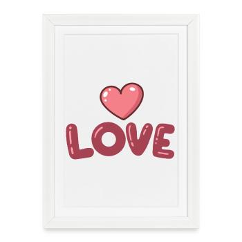 Coeur Love Bubble - Affiche encadrée (27 × 37 cm) - blanc - Devant