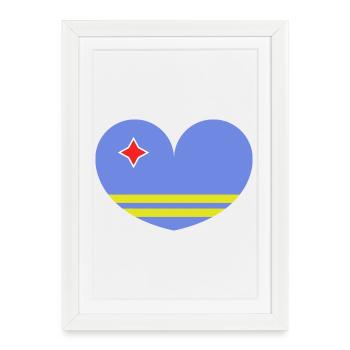 Cœur du drapeau d’Aruba - Affiche encadrée (27 × 37 cm) - blanc - Devant