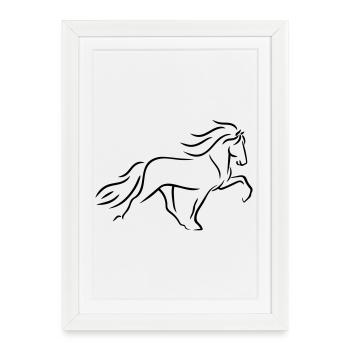 Tölter à cheval islandais en ligne - Affiche encadrée (27 × 37 cm) - blanc - Devant
