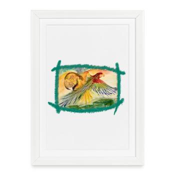 Aras au-dessus de la forêt tropicale - Affiche encadrée (27 × 37 cm) - blanc - Devant