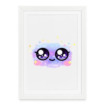Galaxy Eyes Kawaii – Cute Cosmic Eyes - Affiche encadrée (27 × 37 cm) - blanc - Devant