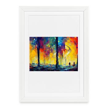 Nuit au clair de lune dans la Forêt des Couleurs - Affiche encadrée (27 × 37 cm) - blanc - Devant