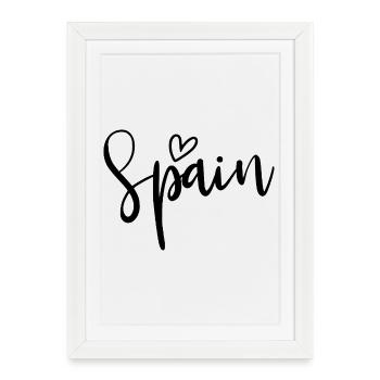 Les femmes de cœur d’Espagne aiment l’Espagne - Affiche encadrée (27 × 37 cm) - blanc - Devant