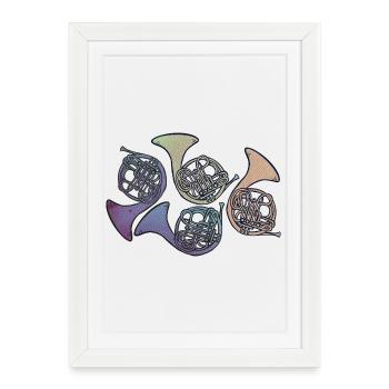 Pastel Gradient French Horns - Framed poster (27 × 37 cm) - white - Front
