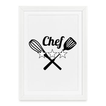 Chef - Cuisine - Cuisinier - Affiche encadrée (27 × 37 cm) - blanc - Devant