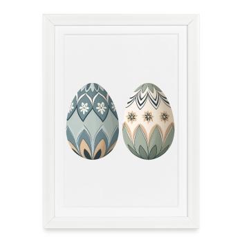 Œufs ornements floraux pastel - Affiche encadrée (27 × 37 cm) - blanc - Devant