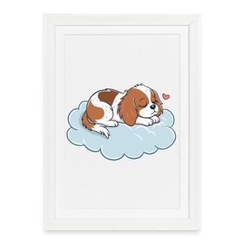 Dreamy Puppy on Pastel Cloud - Framed poster (27 × 37 cm) - white - Front