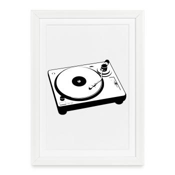 DJ Platine Platine - Affiche encadrée (27 × 37 cm) - blanc - Devant