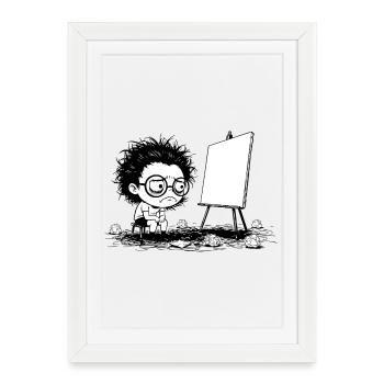 Artist Creative Blocking Empty Canvas Manga - Framed poster (27 × 37 cm) - white - Front