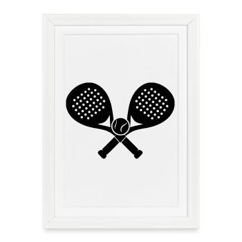 Padel_raquette_croises - Framed poster (27 × 37 cm) - white - Front