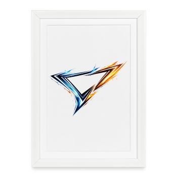 Triangle de design en maillot Style sportif bleu orange - Affiche encadrée (27 × 37 cm) - blanc - Devant