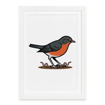 Wild Nature Garden Robin Illustration - Framed poster (27 × 37 cm) - white - Front