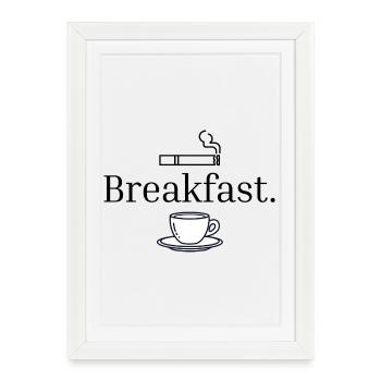 Breakfast Coffee Minimal Aesthetic Shirt - Framed poster (27 × 37 cm) - white - Front