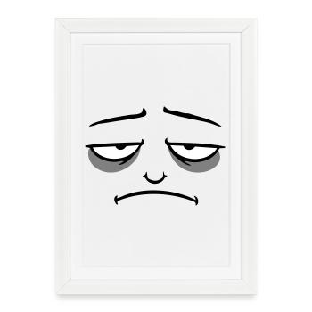 Mürrisches Trauriges Enttäuschtes Gesicht Lustig - Gerahmtes Poster (27 × 37 cm) - Weiß - Vorne