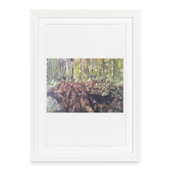 Logs in the forest – an impressionistic landscape - Framed poster (27 × 37 cm) - white - Front