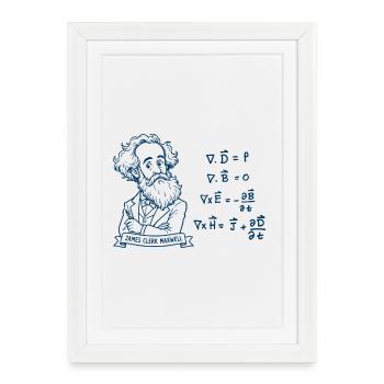 Maxwell and equations in blue - Framed poster (27 × 37 cm) - white - Front